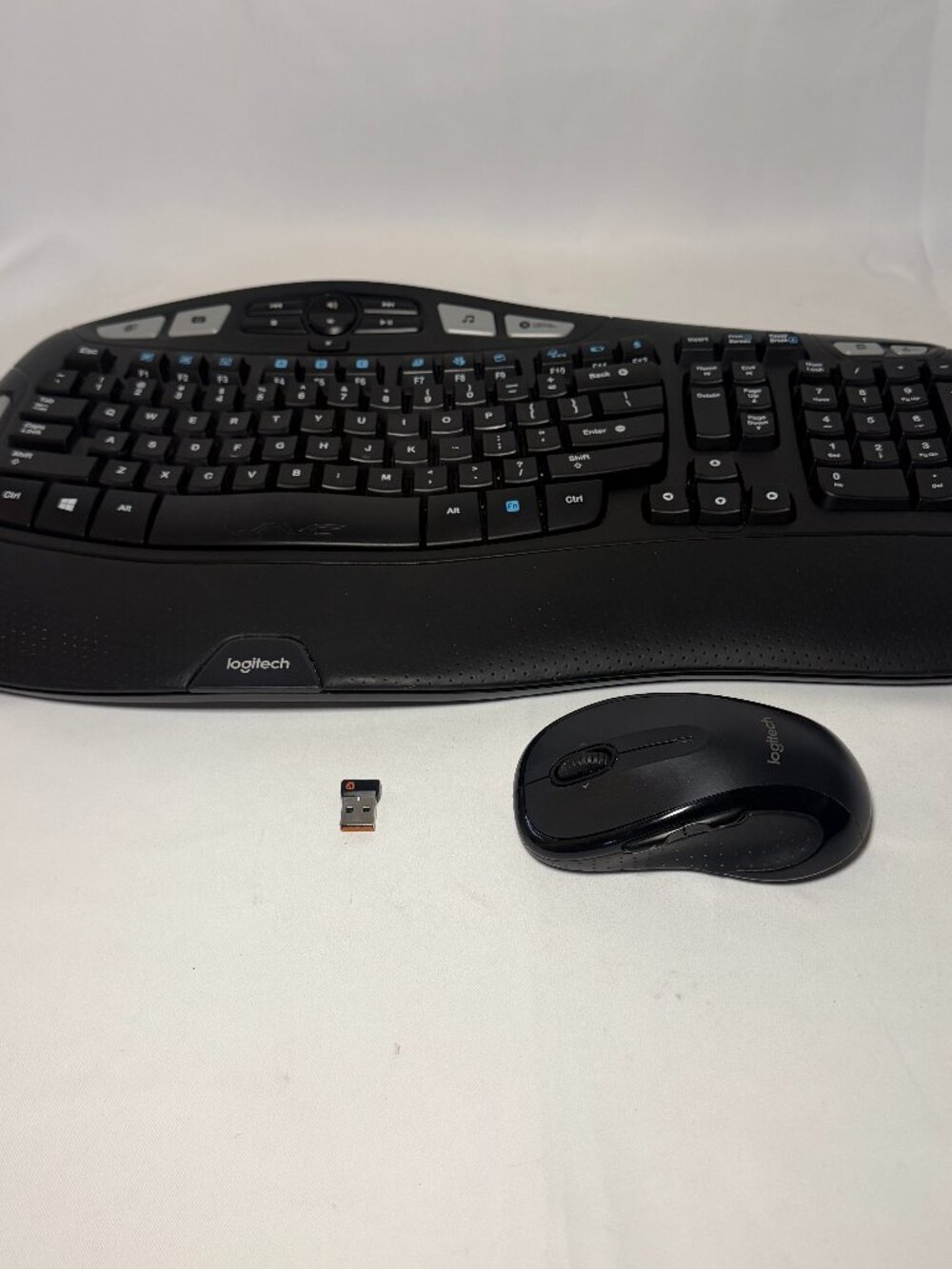 Logitech Wave K350 Keyboard M510 Mouse + USB Unifying Dongle Black Tested Works